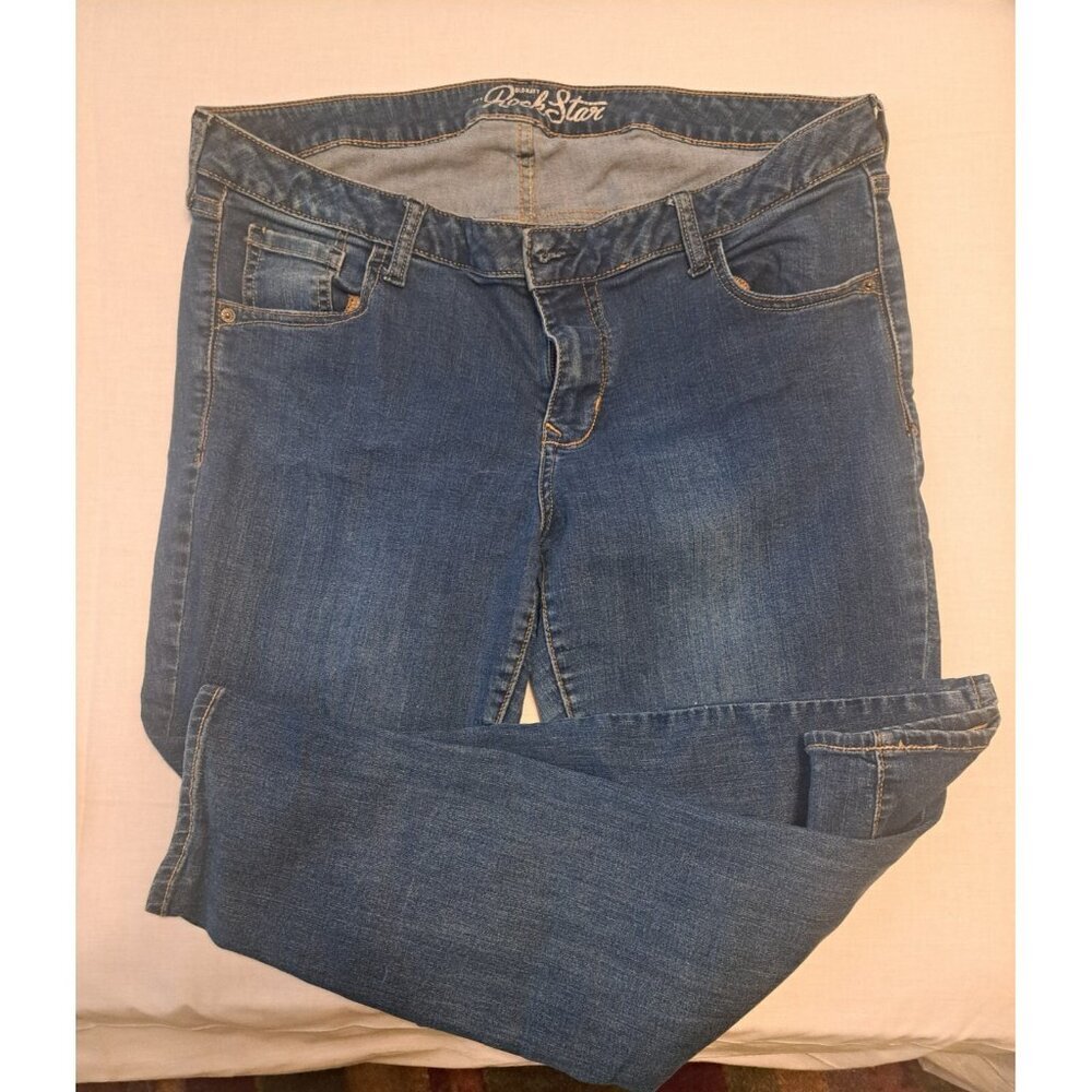Old Navy The Rock Star Denim Jeans Womens Navy Blue 18 Regular Solid Low Rise‎
